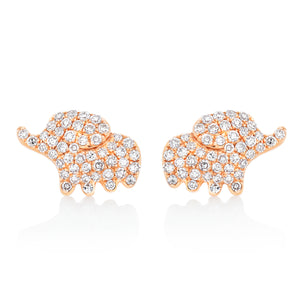 Petite Elephant Diamond Stud Earrings.