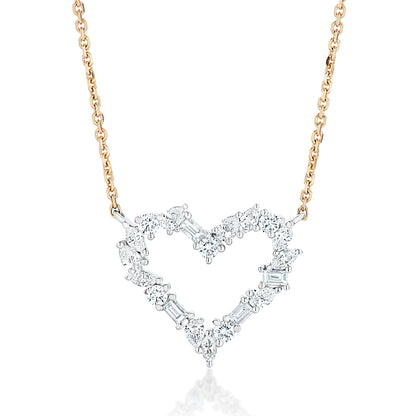 Small Mixed Cut Diamond Heart Pendant