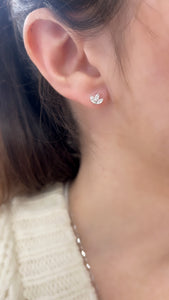 Trio Diamond Leaf Stud Earrings 2