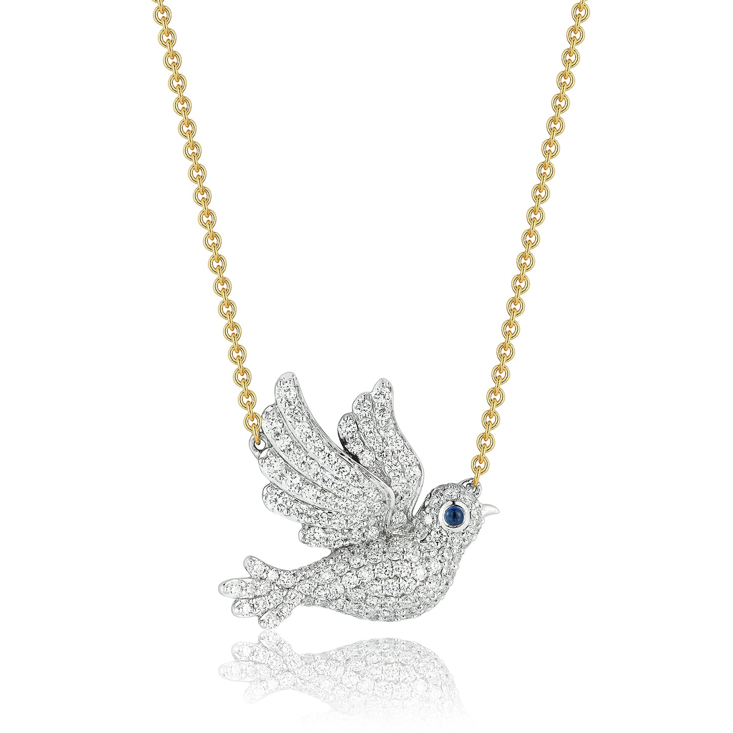 Two Tone Baby Diamond Dove Pendant