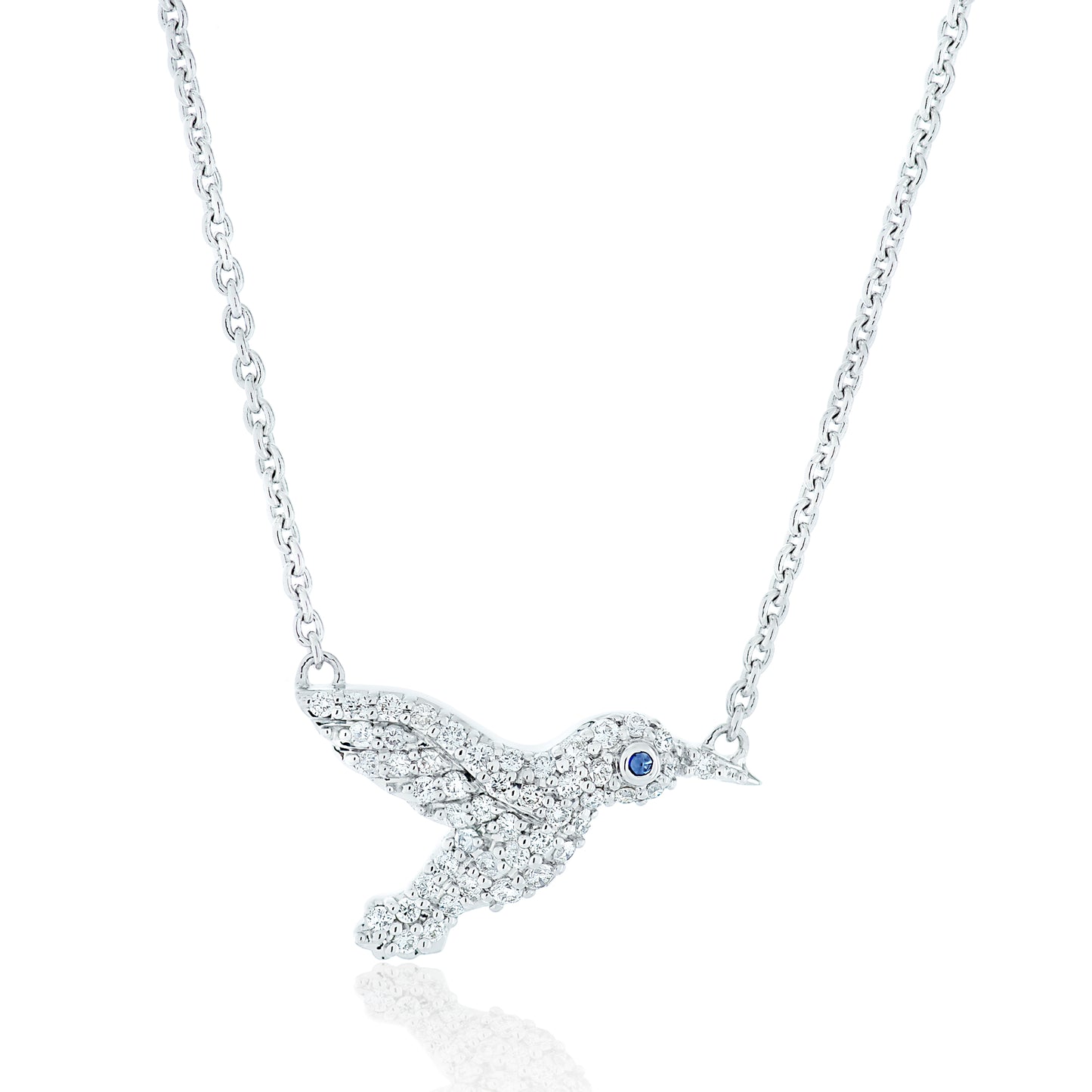 Small Diamond and Sapphire Hummingbird Pendant