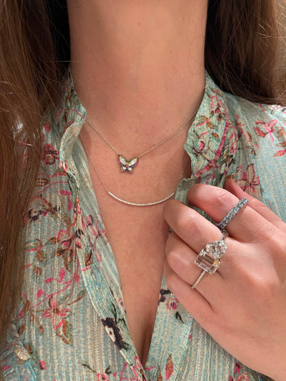 Curved Diamond Bar Necklace 3