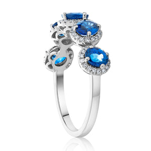 Sapphire and Diamond Oval Shape Tilted Ring 2