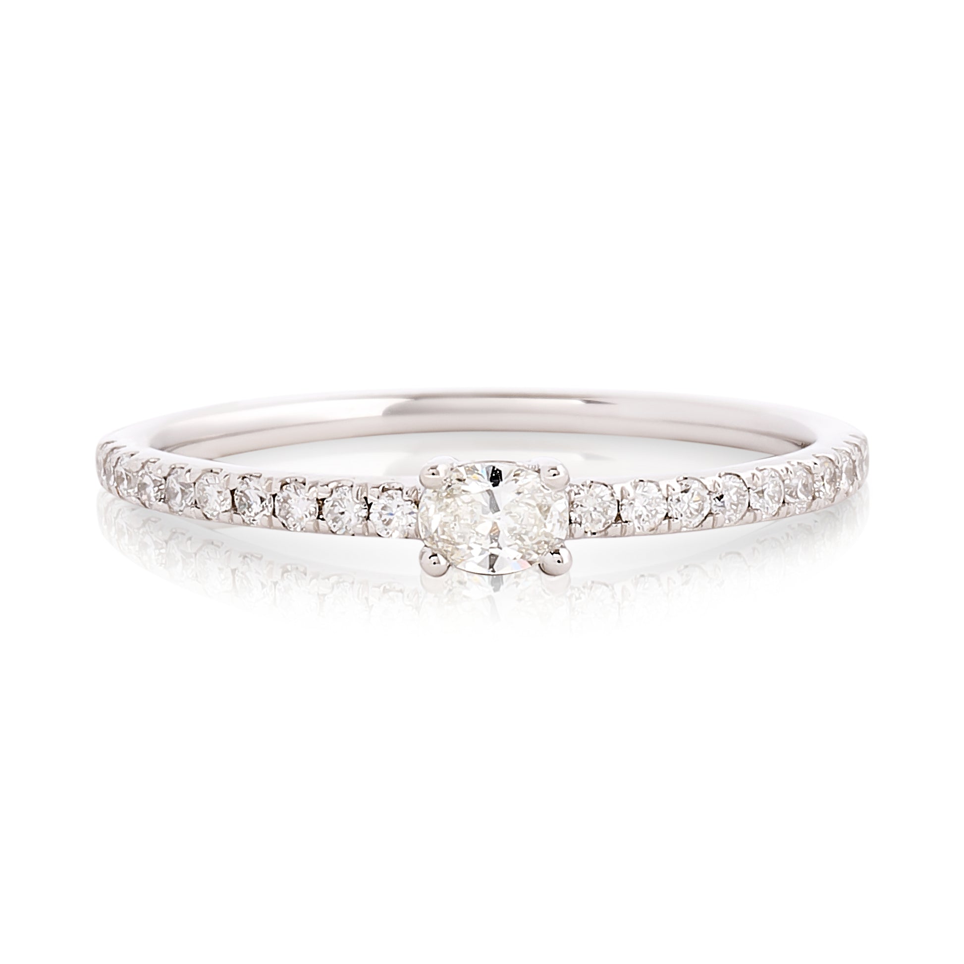 Petite Oval Diamond Band White