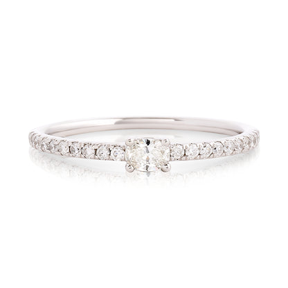 Petite Oval Diamond Band White