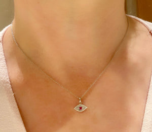 Petite Evil Eye Diamond and Colored Stone Necklace 3