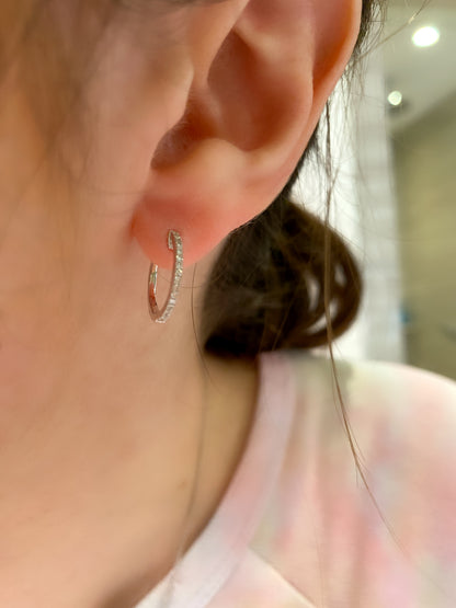 One Row Diamond Small Hoop Earrings 2