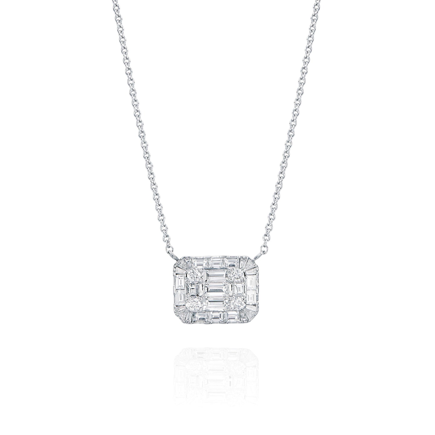 Large Diamond Round and Baguette Pendant