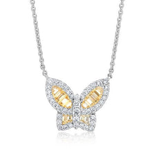 Load image into Gallery viewer, Medium Yellow Sapphire and Diamond Butterfly Pendant