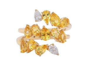 Yellow Sapphire and Diamond Mixed Cut Ring
