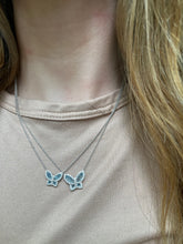 Load image into Gallery viewer, Medium Aquamarine and Diamond Butterfly Pendant 3