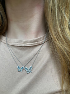 Medium Aquamarine and Diamond Butterfly Pendant 3