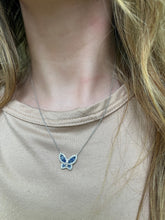 Load image into Gallery viewer, Large Ice Blue Sapphire and Diamond Butterfly Pendant 2