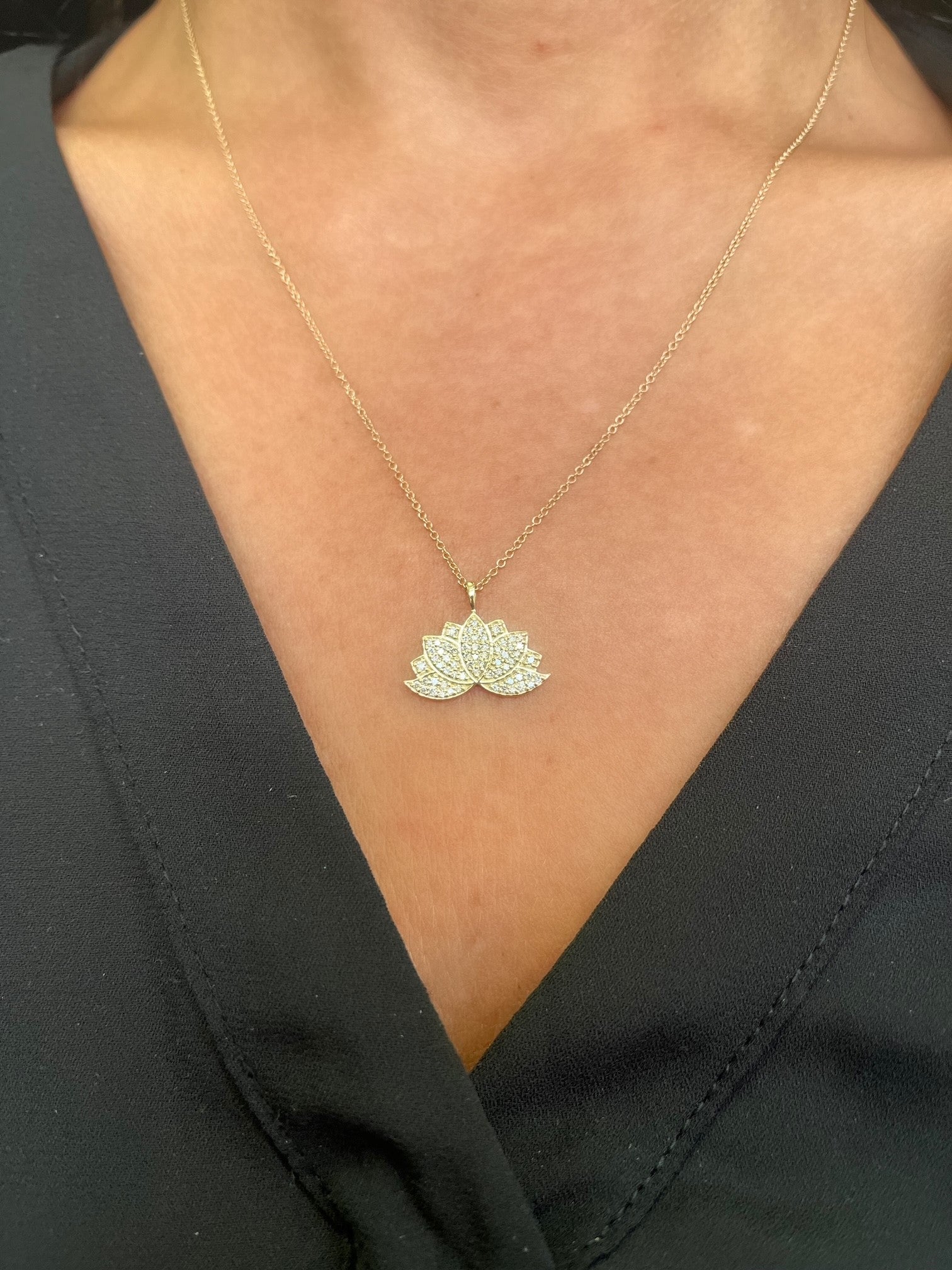 Diamond lotus flower pendant Clearance