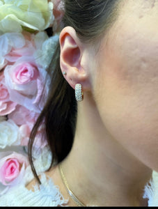 Multi Row Diamond Huggie Earring - Two
