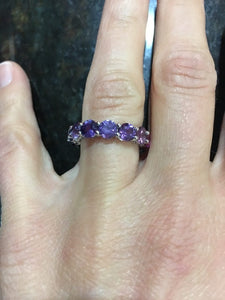 Round Cut Ombre Sapphire Band Three
