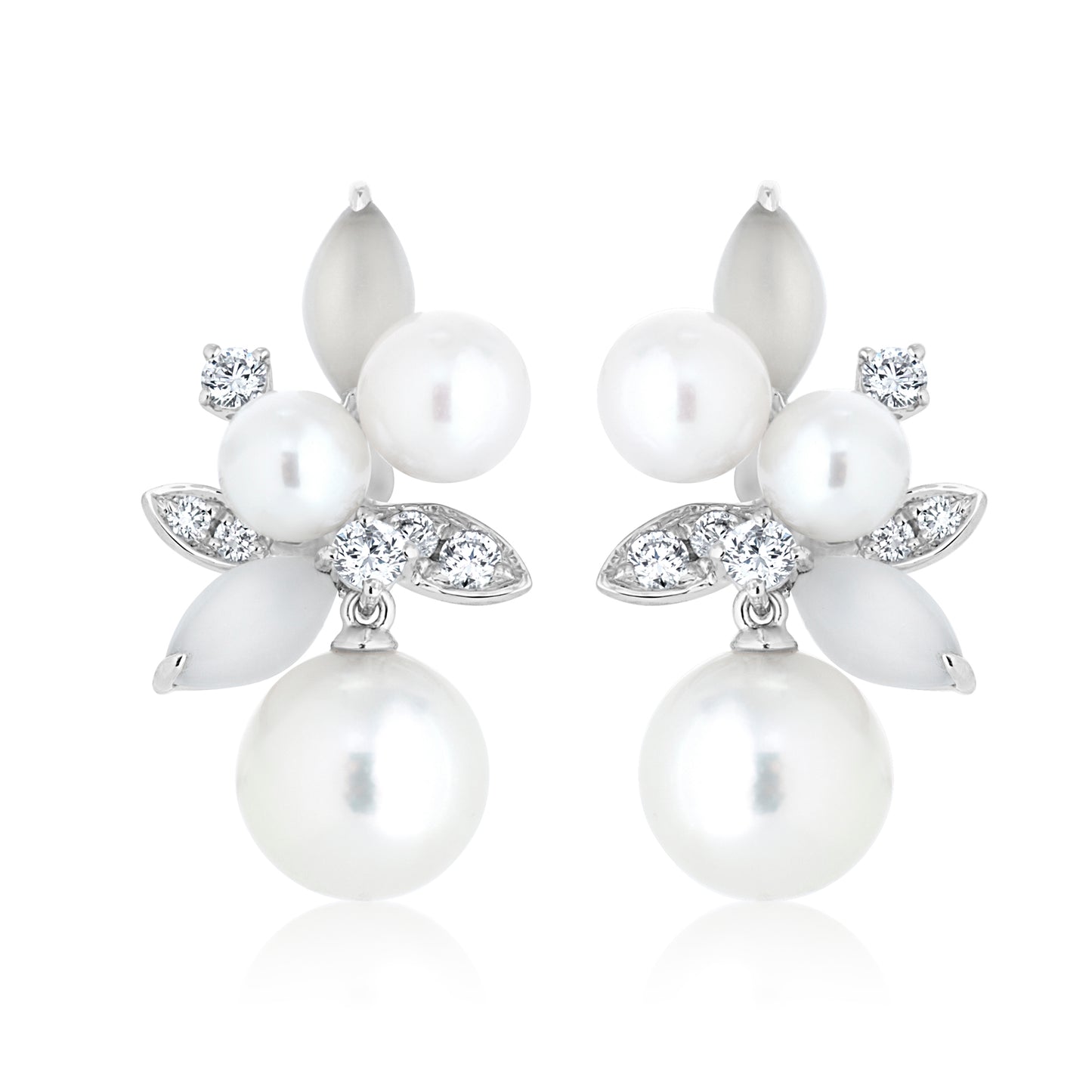 Diamond and Pearl Drop Earrings