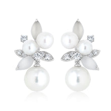 Load image into Gallery viewer, Diamond and Pearl Drop Earrings