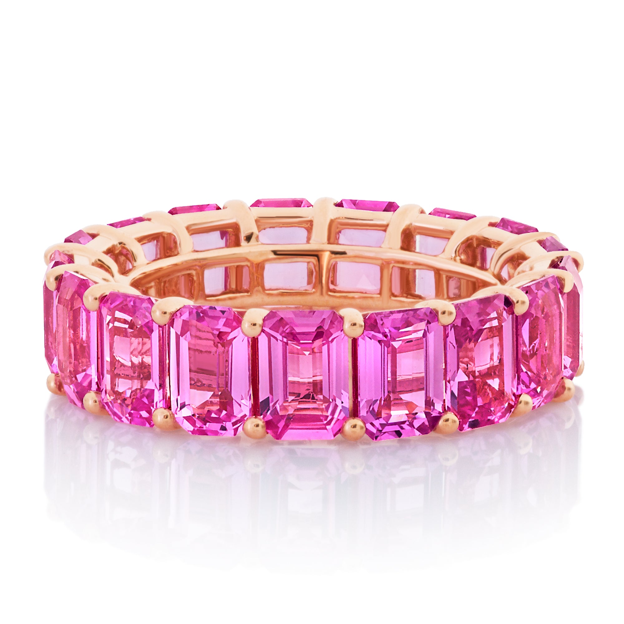 Emerald Cut Pink Sapphire Band