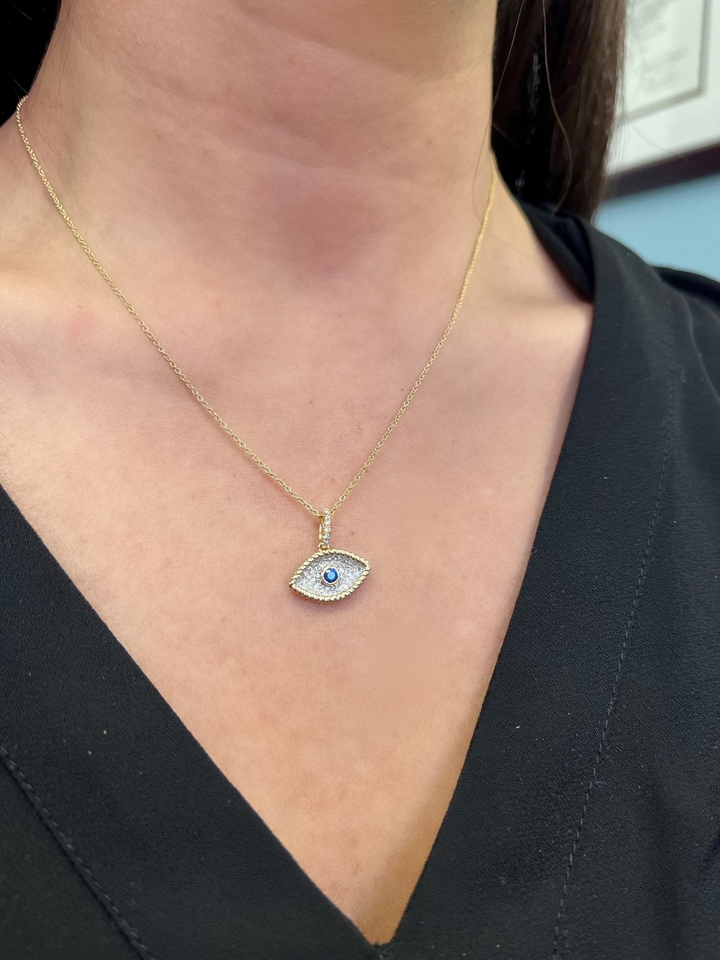 Sapphire and Diamond Evil Eye Pendant