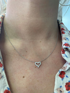 Petite Open Diamond Heart Pendant