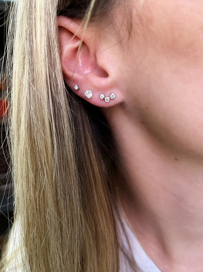 Bezel Set Trio Diamond Earrings 3