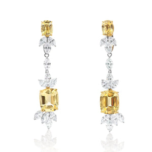 Fancy Diamond and Yellow Sapphire Dangle Earrings